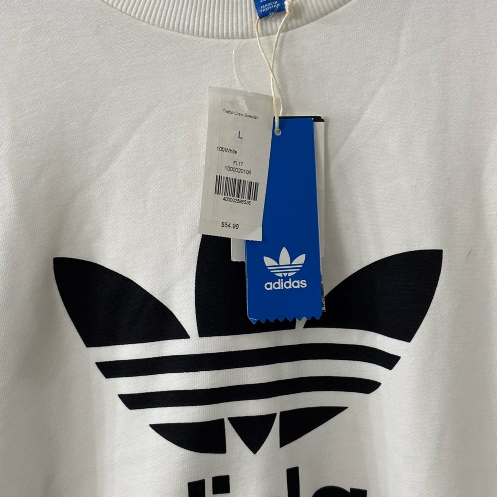 Off White Adidas Women's White Sweatshirt with Black Logo - Picture 5 of 6